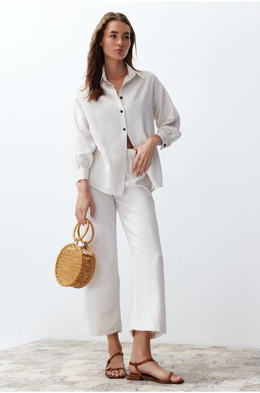 Ecru Woven Two Piece Set