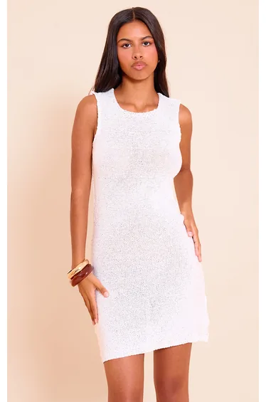 Petite Cream Knitted Sleeveless Mini Dress