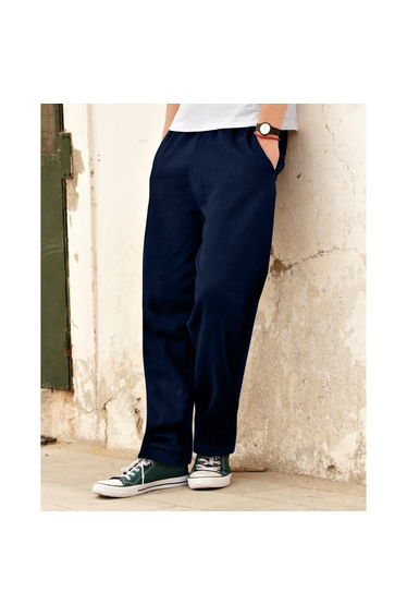 Fruit Of The Loom Mens Open Hem Jog Pants / Jogging Bottoms - Deep Navy