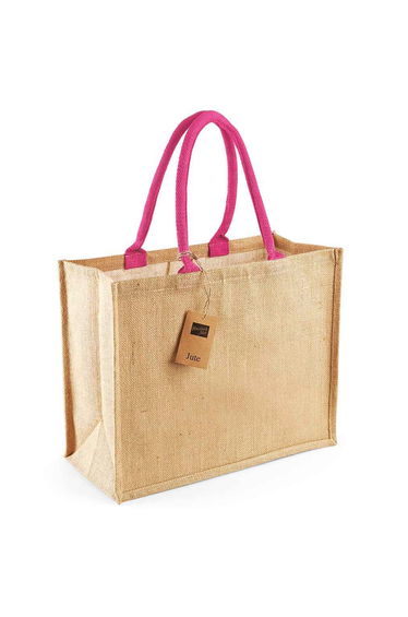 Westford Mill Classic Jute Shopper Bag - Natural/Fuchsia