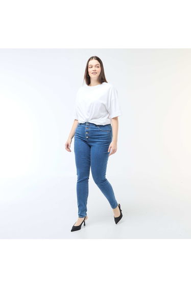 High-waisted skinny trousers - L30 BLUE