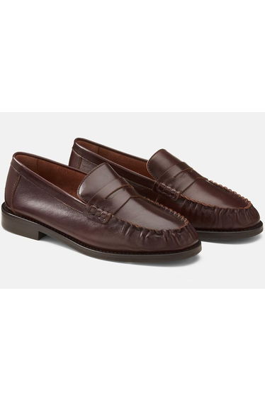 Leather Loafers with Hand-Stitched Apron