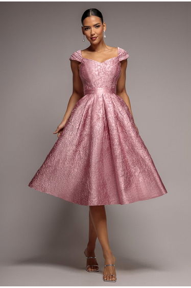 Crushed Satin Sleeveless A Line Midi Dress - Blush Pink by Goddiva