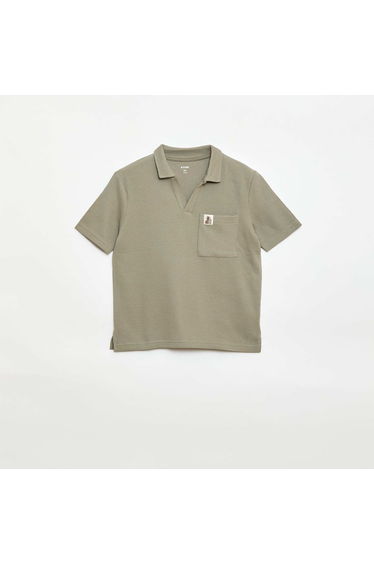 Honeycomb knit polo shirt GREEN
