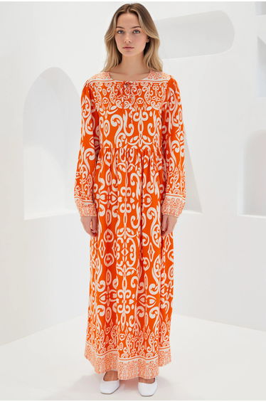 BDART Patterned Maxi Dress with Tie Closure