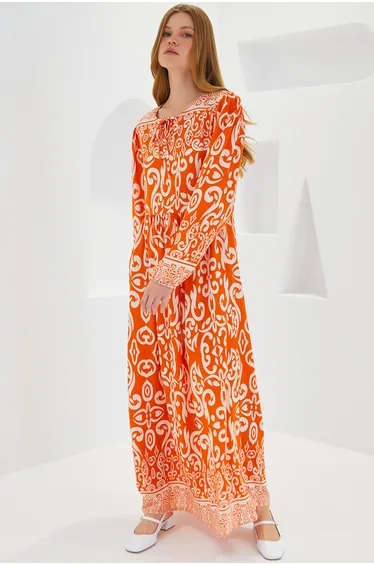 BDART Patterned Maxi Dress with Tie Closure