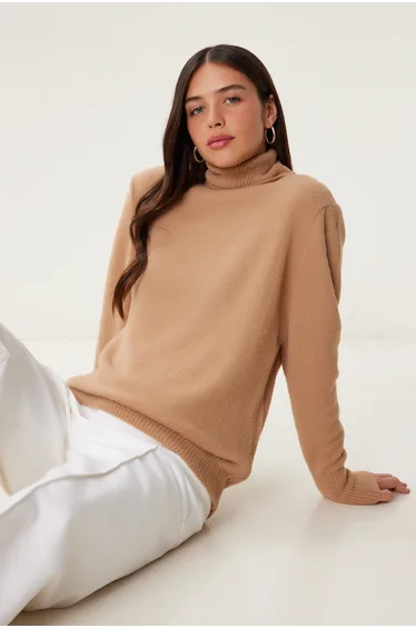 Women's Camel Soft Texture Knitwear Sweater