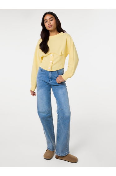 Button Front Corset Sweatshirt