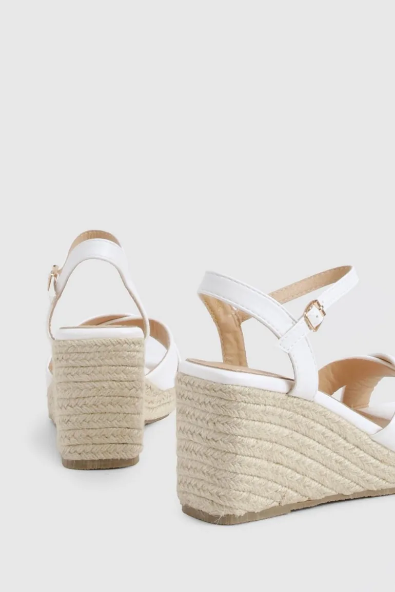 Wide Fit Square Toe Cross Strap Wedges - white - 3