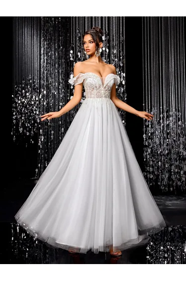 Modecrush Sleeveless Beaded A-line Evening Dress