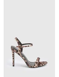 Leopard Satin 2 Part Heels - leopard - 2