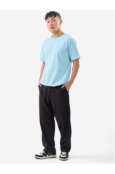 Men Blue Solid Cotton T-Shirt
