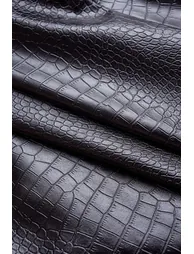 Crocodile Print Faux Leather V-Neck Pocket Jakcet - 4