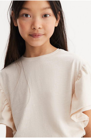 T-Shirt with Short Ruffled Sleeves