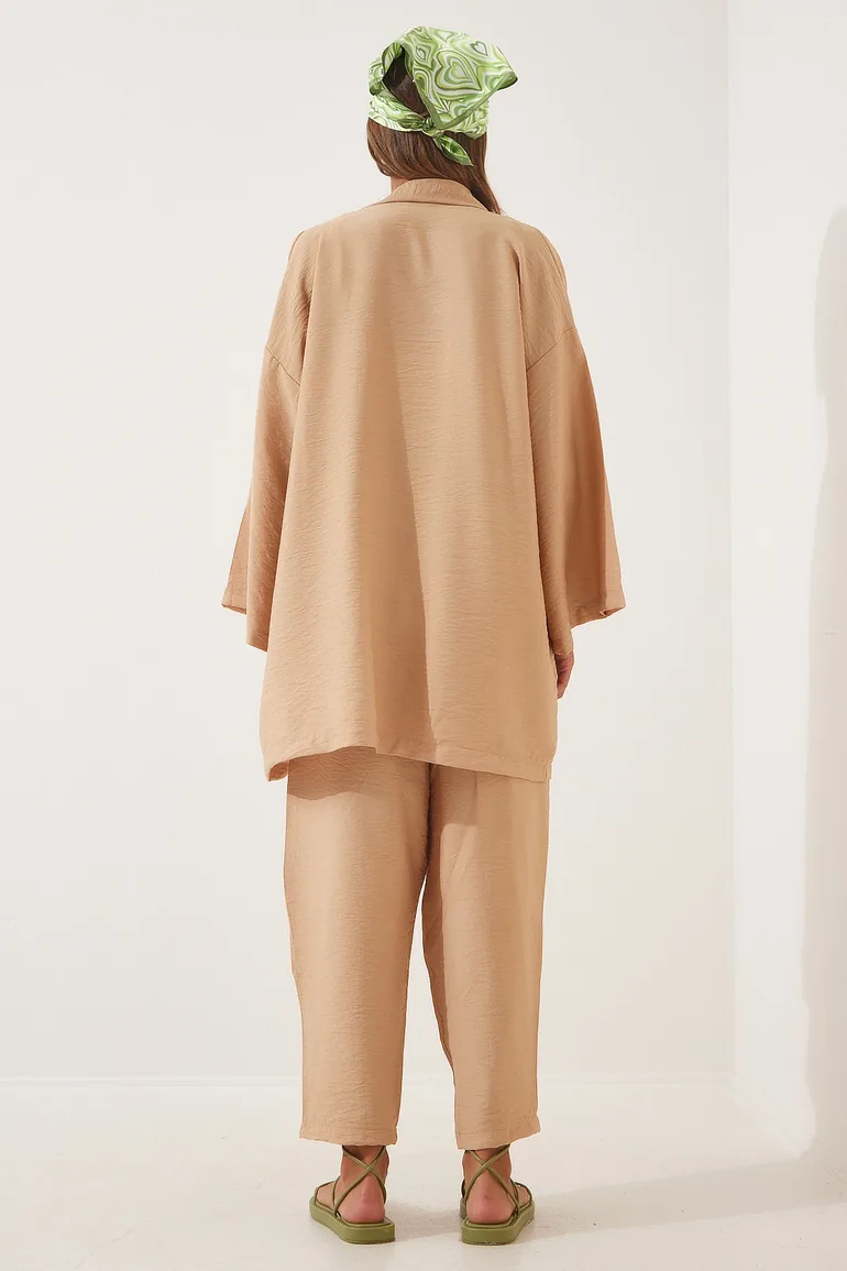 Women's Biscuit Kimono Pants Suit - 4
