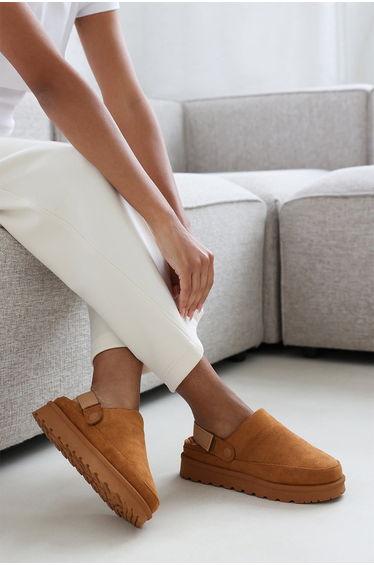 Uriah Chestnut Suede Clog Boots With Slingback Strap