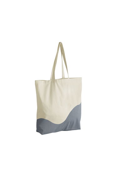 Westford Mill Wave Pattern Maxi Tote Bag - Natural/Blue Grey