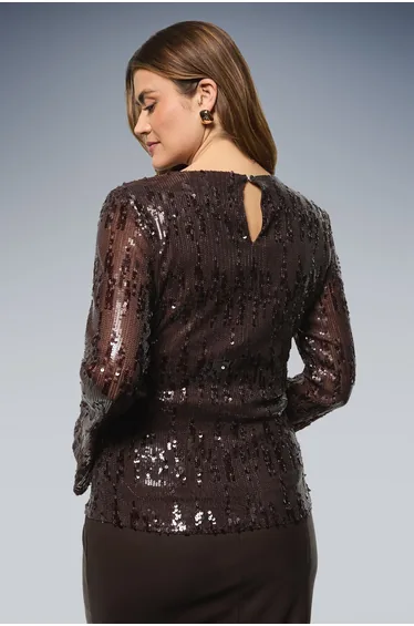 Sequin Flared Sleeve Top