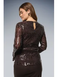 Sequin Flared Sleeve Top - 2