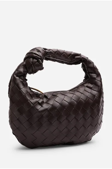 Aura Classic Woven Hobo Bag In Dark Brown