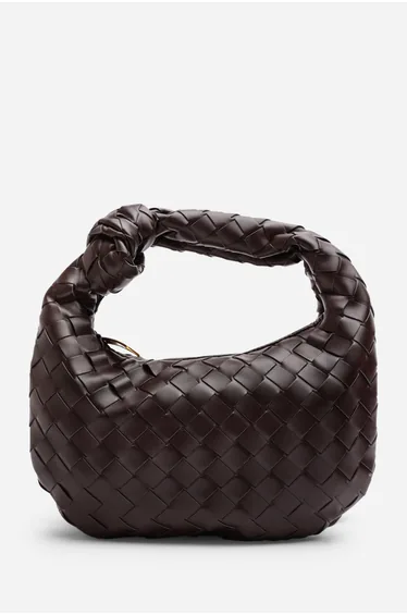 Aura Classic Woven Hobo Bag In Dark Brown