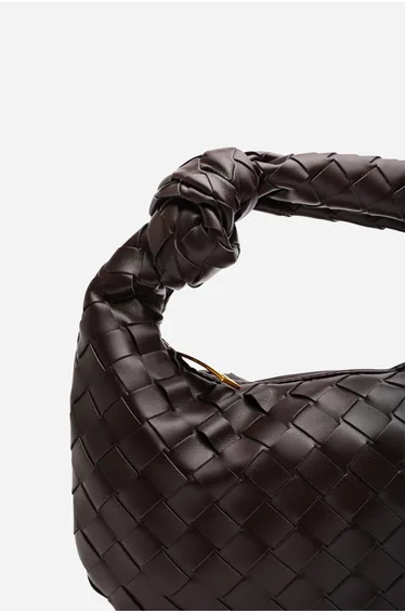 Aura Classic Woven Hobo Bag In Dark Brown