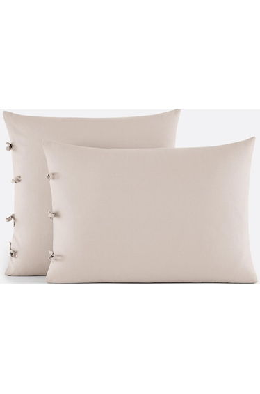 Scenario Plain Cotton Pillowcase with Tie Fastening