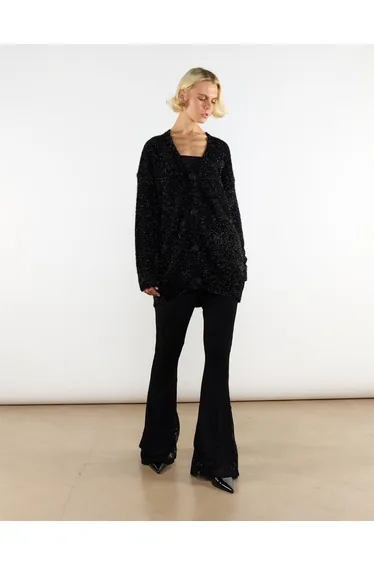 Flared Trousers - Black Lace
