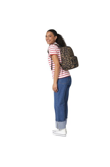 Bagbase Leopard Print Mini Backpack - Black/Brown