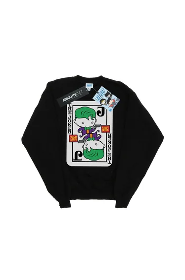 DC Comics Boys Chibi Joker Playing Card Sweatshirt - Black