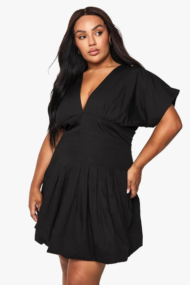 black bubble dress plus size Strapless Bubble Hem Mini Dress M