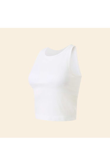 Sports Tank Top with Built-in Bra WHITE