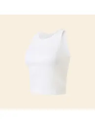 Sports Tank Top with Built-in Bra WHITE