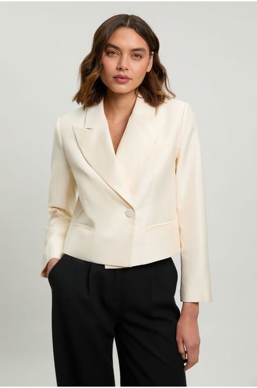 Tailored Satin Tux Cropped Blazer