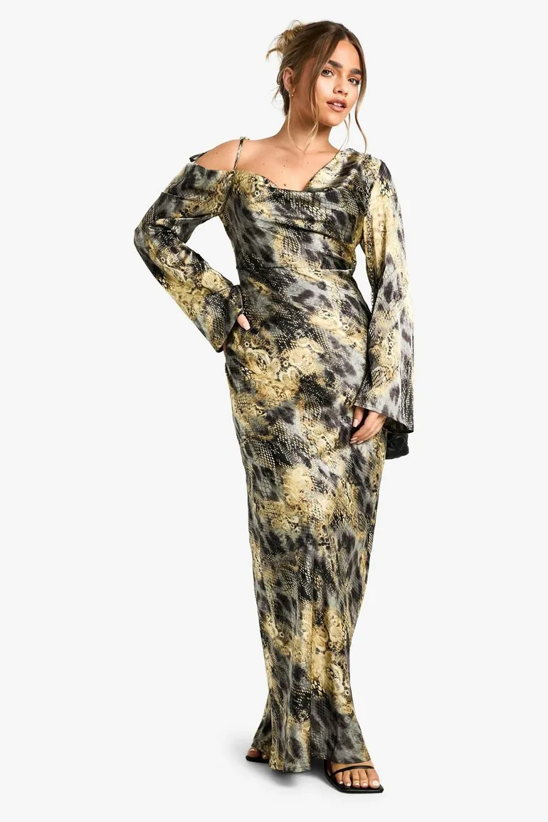 chinese dress ladies Boohoo Satin Twist Front Maxi Dress