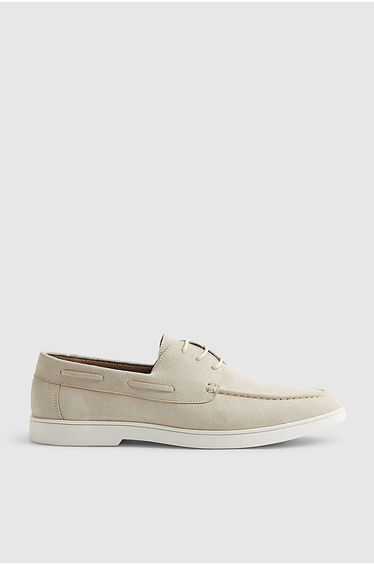 Beige Suede Boat Shoes