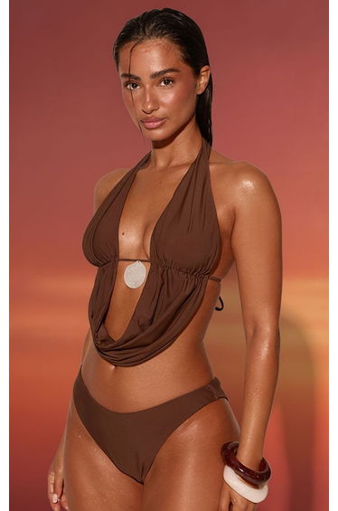 Chocolate High Leg Tanga Bikini Bottoms