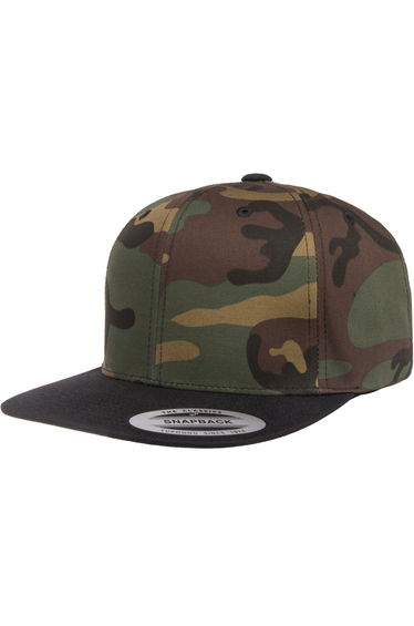 Flexfit Unisex Two Tone Classic Camo Snapback Cap - Green Camo/Black