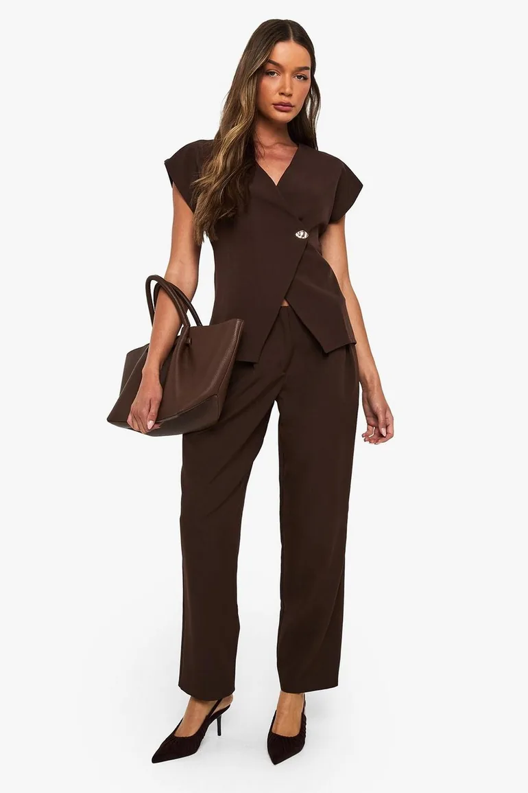 Barrel Leg Trouser - chocolate