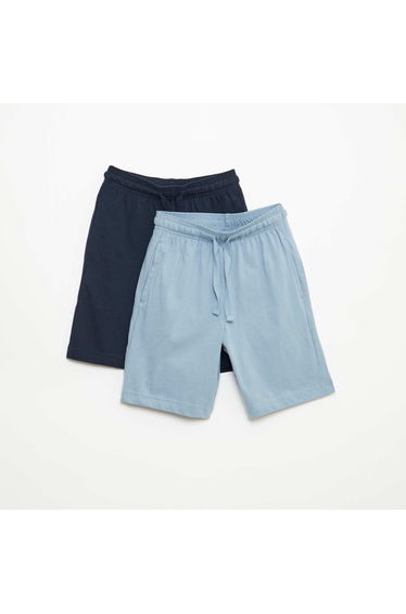 2-Pack of Solid Color Cotton Jersey Shorts BLUE