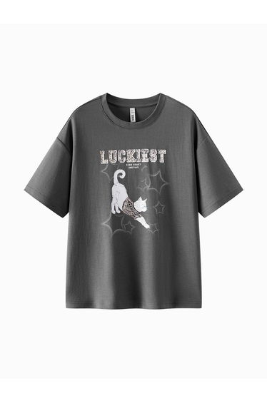 Women's Cat Graphic Print T-Shirt