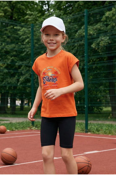 Orange Girl 100% Cotton Slogan Printed Regular Fit Watermelon Sleeve Knitted T-Shirt