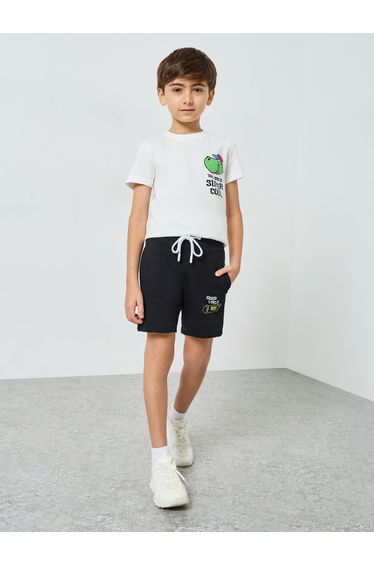 Boys Black Cotton Shorts