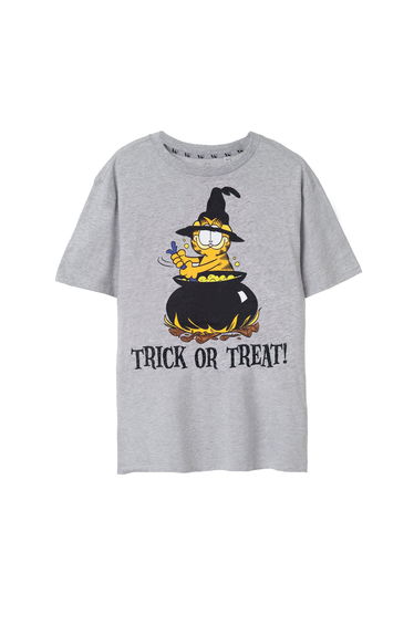 Garfield Mens Trick Or Treat Marl T-Shirt - Grey