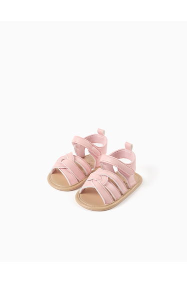 Sandals With Open Toe And Crossed Straps For Newborn Girls Light Pink
