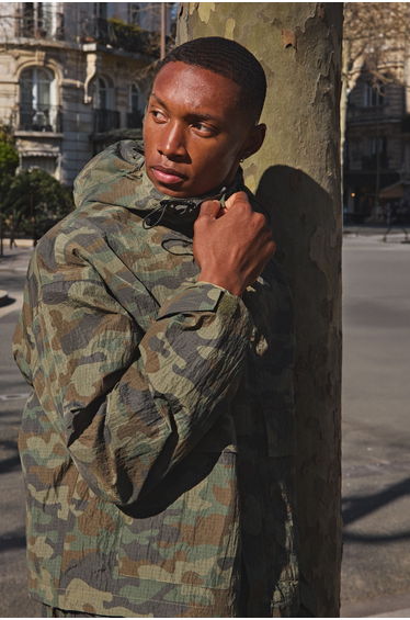Oversized Boxy Camo Ripstop Sports Cagoule - green