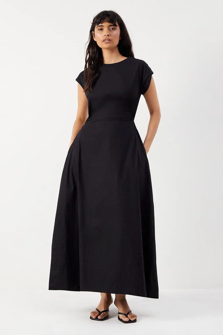 poplin cut-out maxi dress Cutout Poplin Maxi Dress