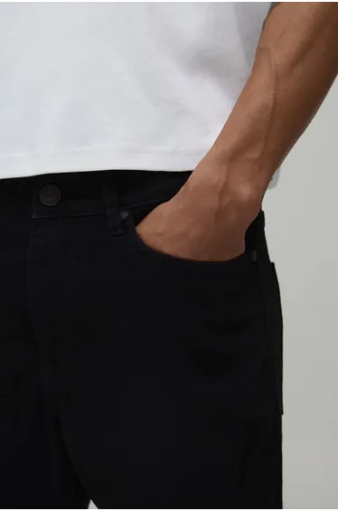 Basic Slim Fit Denim Shorts - black