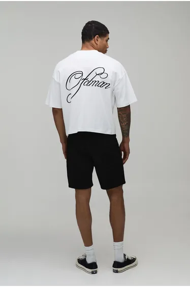 Basic Slim Fit Denim Shorts - black