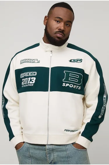 Plus Oversized Jersey Moto Collar Bomber Jacket